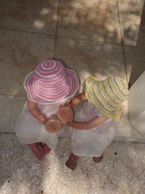 Colorful straw bucket hats